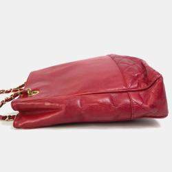 Pre Owned Chanel Red vintage double chain bag