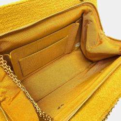 Chanel Mustard Double Chain Shoulder Bag With Kisslock pouch
