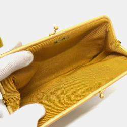 Chanel Mustard Double Chain Shoulder Bag With Kisslock pouch