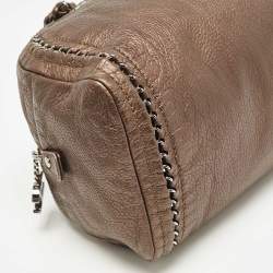 Pre Owned Chanel Bronze Leather Medium Chain Trim Luxe Ligne Bowler Bag