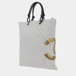 Chanel White Calfskin Cambon Ligne Tote Handbag