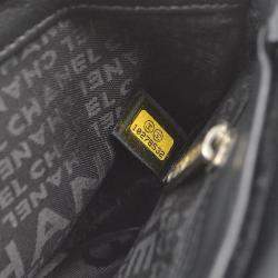 Pre Owned Chanel Black Velvet Camelia Single Chain Shoulder Bag