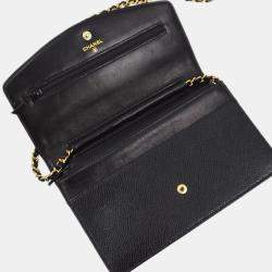 Chanel Black Calfskin WOC Chain Shoulder Wallet Bag