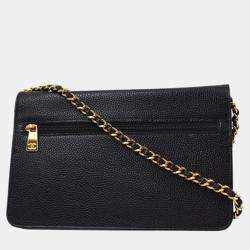 Chanel Black Calfskin WOC Chain Shoulder Wallet Bag