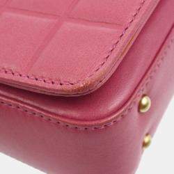 Pre Owned Chanel Pink Lambskin Choco Bar Shoulder Bag