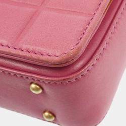 Pre Owned Chanel Pink Lambskin Choco Bar Shoulder Bag