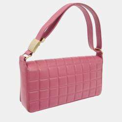 Pre Owned Chanel Pink Lambskin Choco Bar Shoulder Bag