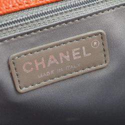 Pre Owned Chanel Orange Calfskin Petite Shopping Tote PST Handbag