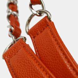 Pre Owned Chanel Orange Calfskin Petite Shopping Tote PST Handbag