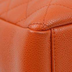 Pre Owned Chanel Orange Calfskin Petite Shopping Tote PST Handbag
