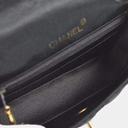 Chanel Black Satin Mini Classic Square Flap Shoulder Bag 17