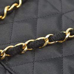Chanel Black Satin Mini Classic Square Flap Shoulder Bag 17