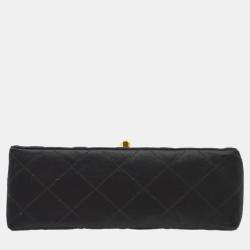 Chanel Black Satin Mini Classic Square Flap Shoulder Bag 17