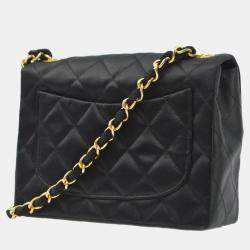 Chanel Black Satin Mini Classic Square Flap Shoulder Bag 17