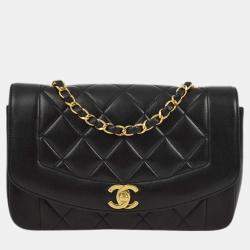 Chanel Black Lambskin Small Diana Shoulder Bag