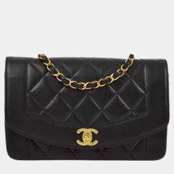 Chanel Black Lambskin Small Diana Shoulder Bag