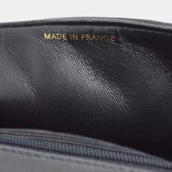 Pre Owned Chanel Black Lambskin Mini Classic Square Flap Shoulder Bag 17