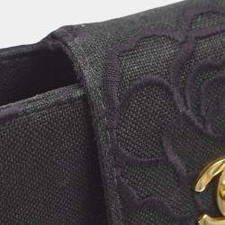 Chanel Black Canvas Camelia Chain Handbag