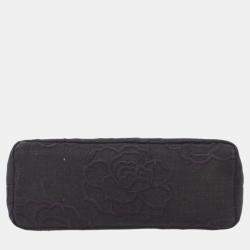 Chanel Black Canvas Camelia Chain Handbag