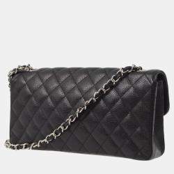 Pre Owned Chanel Black Calfskin East West Shoulder Bag