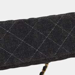 Pre Owned Chanel Black Denim Mini Classic Square Flap Shoulder Bag 17