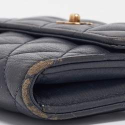 Chanel Navy Blue Quilted Leather CC Trifold Wallet