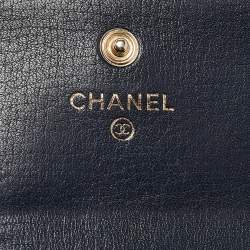 Chanel Navy Blue Quilted Leather CC Trifold Wallet