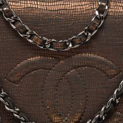 Chanel Metallic Brown Leather CC Half Moon Wallet on Chain