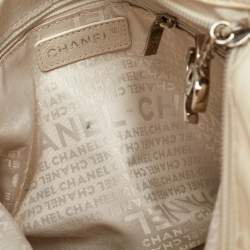 Pre Owned Chanel Cream Leather CC Medium Ultimate Soft Bag