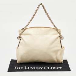 Pre Owned Chanel Cream Leather CC Medium Ultimate Soft Bag