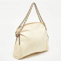 Pre Owned Chanel Cream Leather CC Medium Ultimate Soft Bag