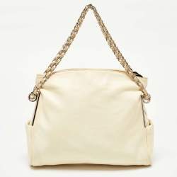 Pre Owned Chanel Cream Leather CC Medium Ultimate Soft Bag