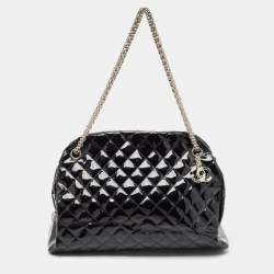 Pre Owned Chanel Black  Quilted Patent Leather Medium Just Mademoiselle Bowler Bag
