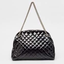 Pre Owned Chanel Black  Quilted Patent Leather Medium Just Mademoiselle Bowler Bag