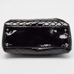 Pre Owned Chanel Black  Quilted Patent Leather Medium Just Mademoiselle Bowler Bag