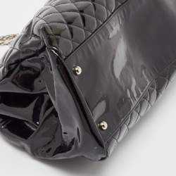 Pre Owned Chanel Black  Quilted Patent Leather Medium Just Mademoiselle Bowler Bag