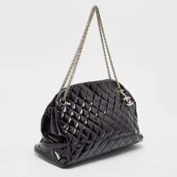 Pre Owned Chanel Black  Quilted Patent Leather Medium Just Mademoiselle Bowler Bag