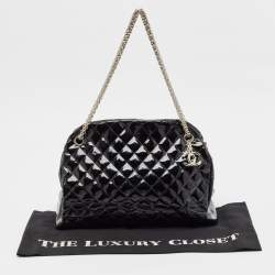 Pre Owned Chanel Black  Quilted Patent Leather Medium Just Mademoiselle Bowler Bag
