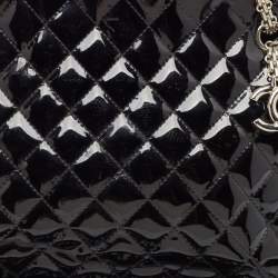 Pre Owned Chanel Black  Quilted Patent Leather Medium Just Mademoiselle Bowler Bag