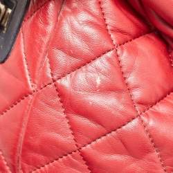 Pre Owned Chanel Red Quilted Leather Coco Cocoon Bowler Bag