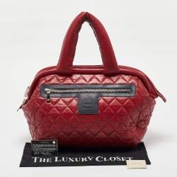 Pre Owned Chanel Red Quilted Leather Coco Cocoon Bowler Bag