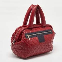 Pre Owned Chanel Red Quilted Leather Coco Cocoon Bowler Bag