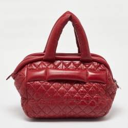 Pre Owned Chanel Red Quilted Leather Coco Cocoon Bowler Bag