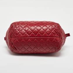 Pre Owned Chanel Red Quilted Leather Coco Cocoon Bowler Bag