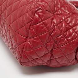Pre Owned Chanel Red Quilted Leather Coco Cocoon Bowler Bag
