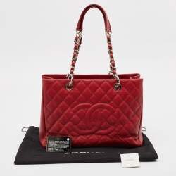 Chanel Red Quilted Caviar Leather GST Tote