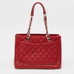 Chanel Red Quilted Caviar Leather GST Tote