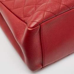 Chanel Red Quilted Caviar Leather GST Tote