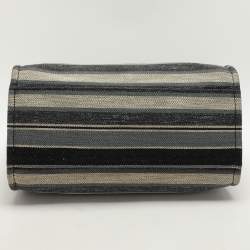 Chanel Grey Striped Canvas and Leather Large Deauville Shopper Tote