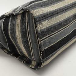 Chanel Grey Striped Canvas and Leather Large Deauville Shopper Tote